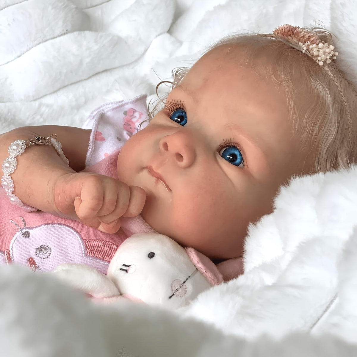 16-Inch Reborn Baby Doll with Rooted Hair and Soft Cloth Body