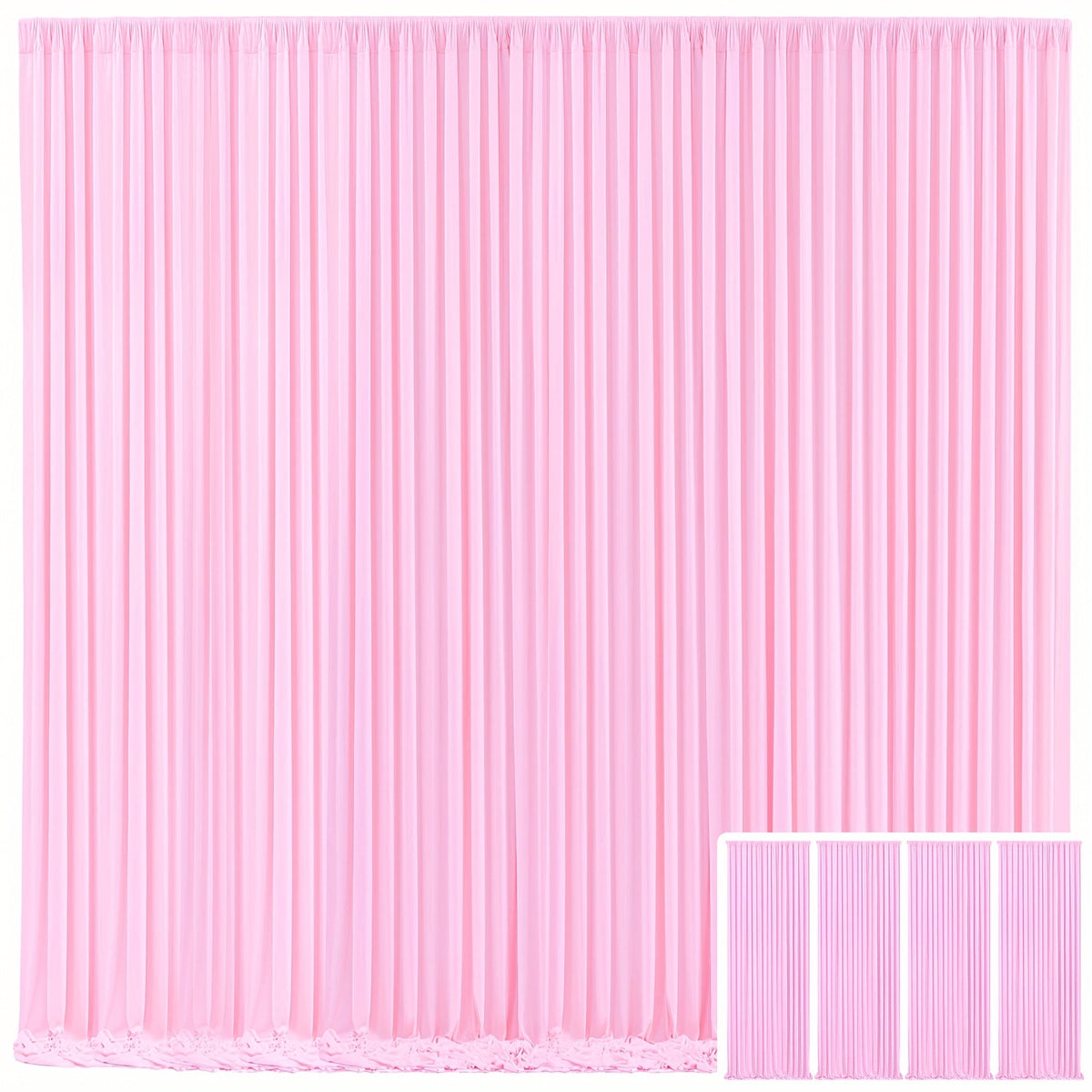 Elegant Fabric Backdrop Curtains 4pcs with Poles 59x85in Non-Transparent Wrinkle-Free Party Photo Backdrop for Wedding Birthday Bridal Shower Graduation Prom Christening Holiday Decor
