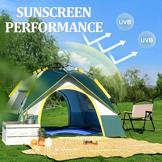 Automatic Pop-Up Camping Tent with Insect Netting, Cloud White and Green White