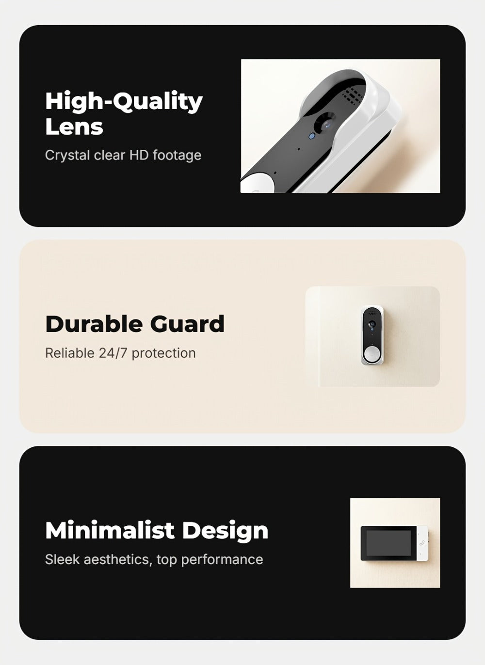 Wireless Security Camera System with Video Doorbell, Indoor Outdoor Surveillance, Long Battery Life, Two-Way Audio, Night Vision, Motion Detection, Smart App Control for Home Apartment Front Door