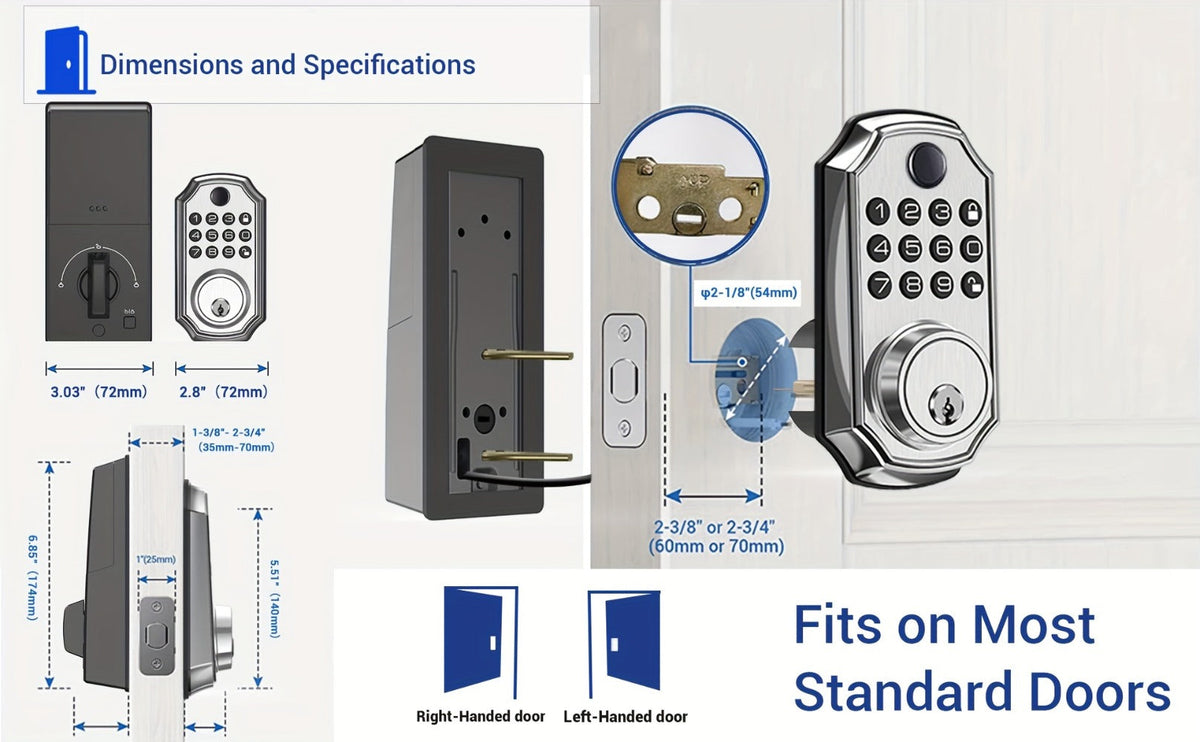 Voice Guided Keypad Deadbolt with Fingerprint, PIN, One-Time Visitor Code & Key, Backlit Keypad, Auto Lock, Long Battery Life, 15-Min DIY Install, Stainless Steel Front Door Lock for Home Airbnb