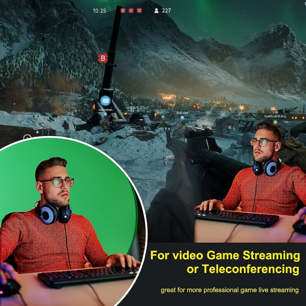 Folding Green Screen Background Frame Studio Kit | Portable Collapsible Backdrop for Live Streaming, Photography, Gaming, Video Calls, Home Office & Meetings