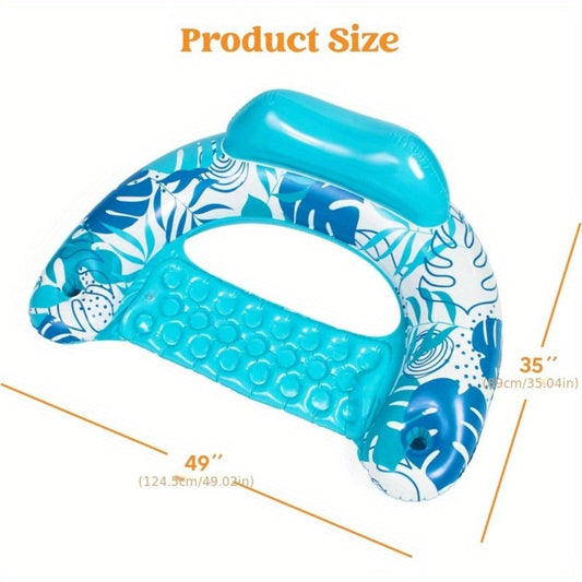 Inflatable Pool Chair 2-Pack with Leaf Print, Blue and Pink Floating Set