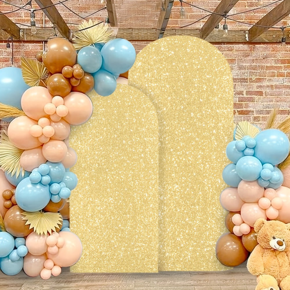 Glitter Sequin Arch Cover 2 Set 6Ft & 7.2Ft Metallic Spandex Payette Panel Wedding Arch Backdrop Cover for Wedding Ceremony, Birthday Party, Bridal Shower & Event Decoration
