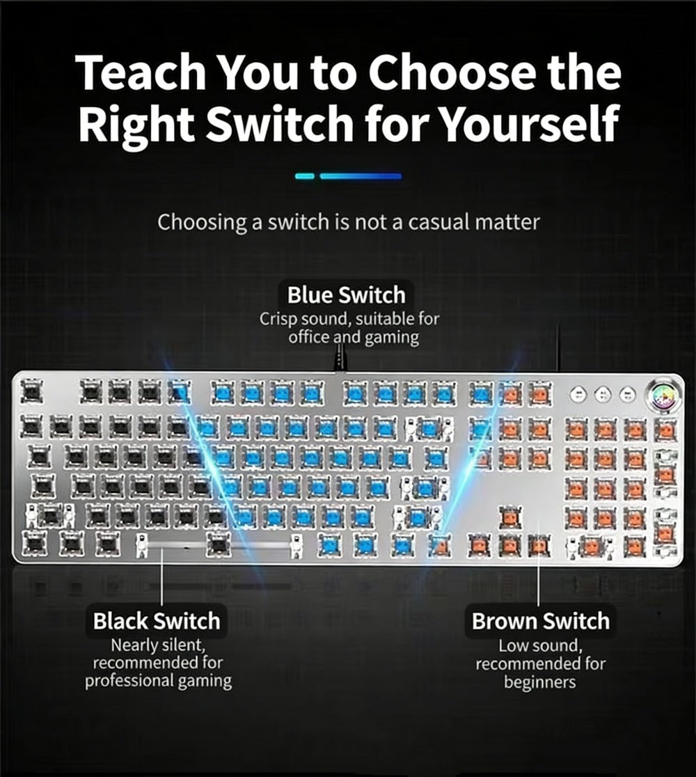 Hot-Swappable Mechanical Keyboard and Mouse Combo 34 Lighting Effects True Mechanical Blue Switches Retro Style USB Wired Aesthetic Gaming Set for Desktop Laptop Windows Mac Gift for Boyfriend Girlfriend
