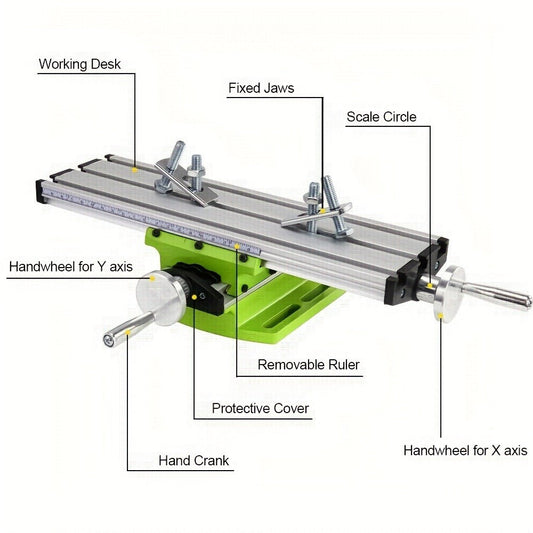 Cross Slide Table BG-6300, 300 × 90 mm Aluminum Alloy X-Y Worktable for Drilling and Milling