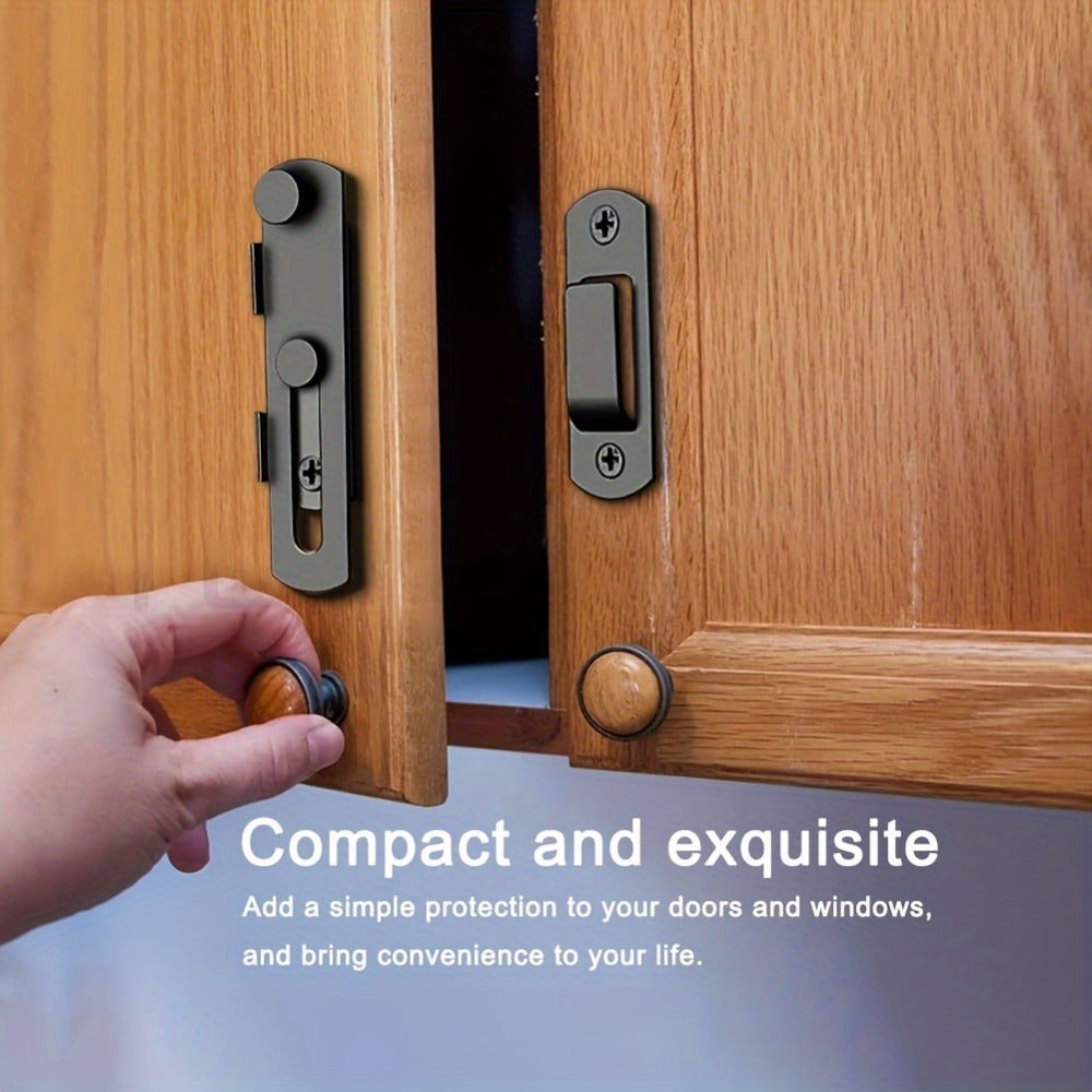 Stainless Steel Door Bolt Lock 180° Flip Latch – Set of 4 Heavy Duty Security Locks with 2 Keys for Garage Stable Bathroom Outdoor Gate Shed Fence Home Door