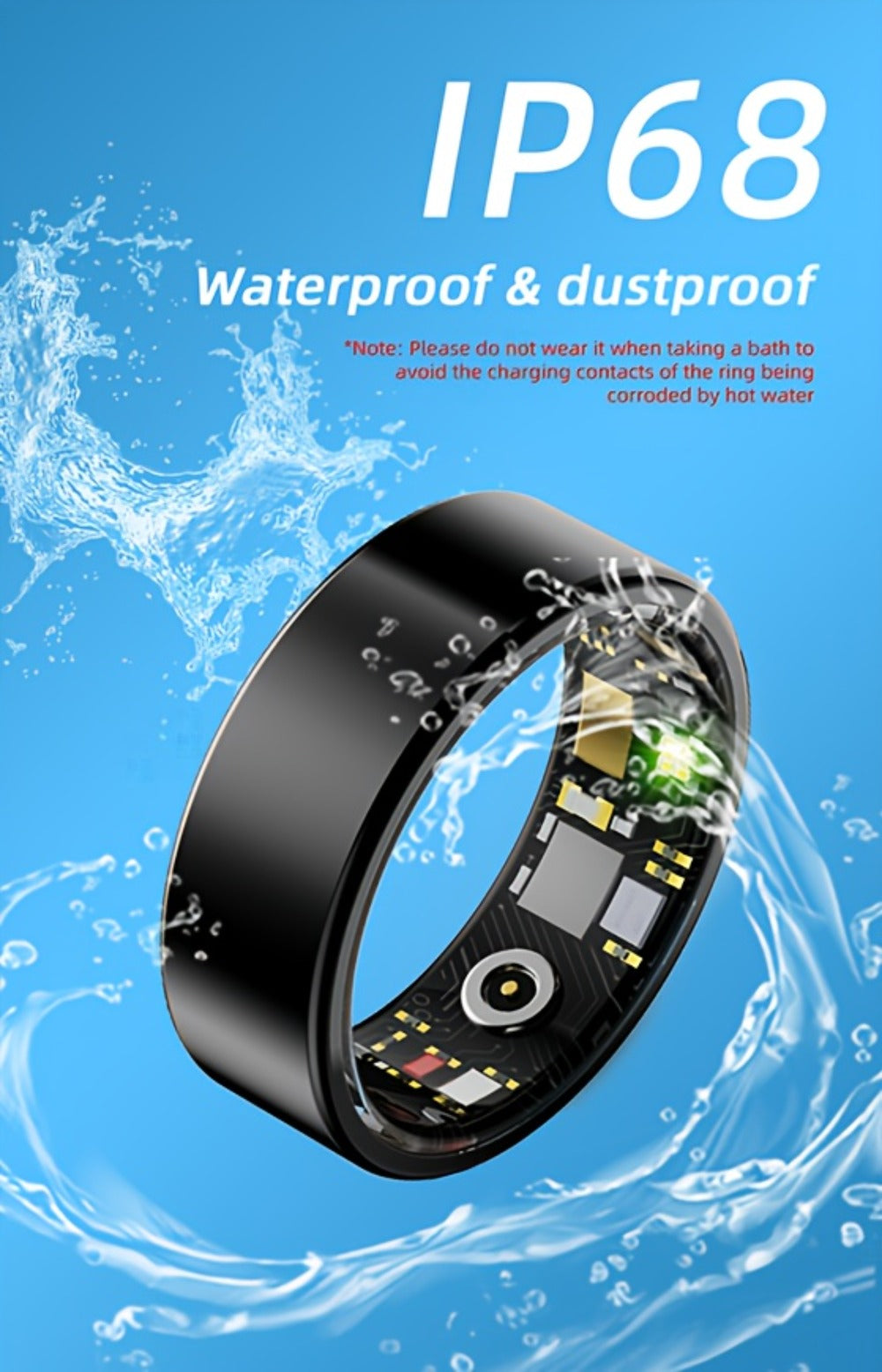 Smart Ring Health & Fitness Tracker Titanium – IP68 Waterproof, Sleep Heart Rate Step Calorie Stress Monitor, BLE 5.3 Magnetic Charging, Android iOS Compatible | Men Women Gift | Black Silver
