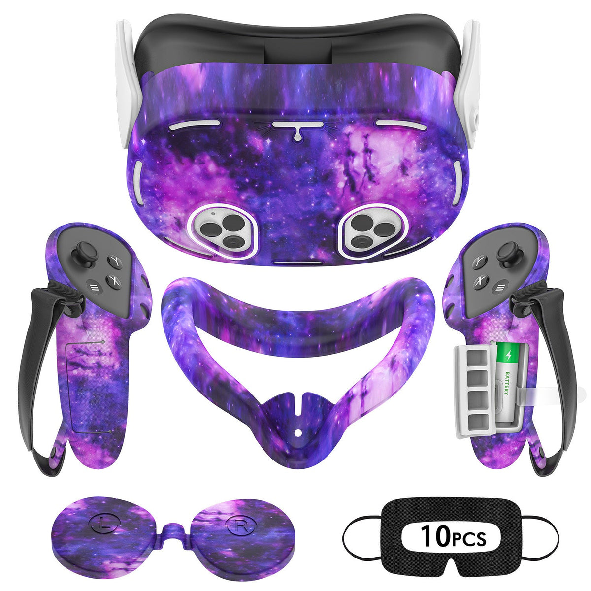 Meta Quest 3S Silicone Cover Set - VR Face Cover Shell Controller Grip Case Camera Lens Protector Full Protection Accessories Kit for Meta Quest 3S