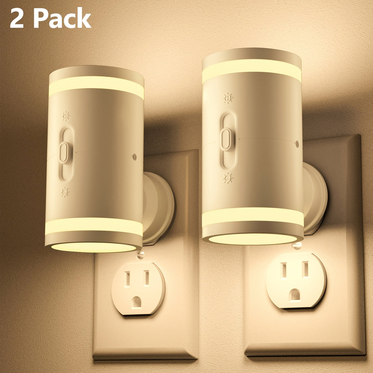 LED Night Light Plug In Dusk to Dawn Sensor – 5-120LM Adjustable Brightness, 3 Color Temperatures, Modern Plug-In Night Lights for Hallway, Bedroom, Staircase, Bathroom & Toddler Room, 2 or 4 Pack