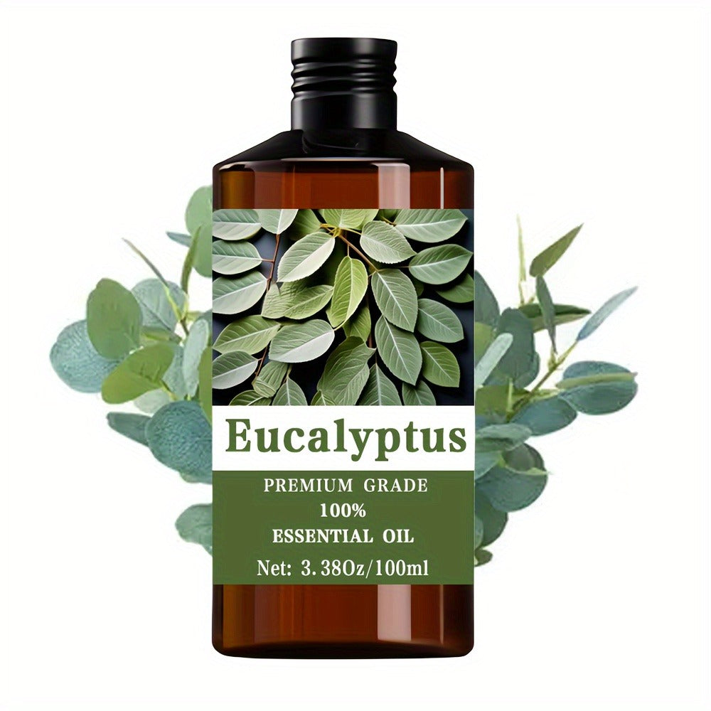Eucalyptus Essential Oil 100ml – 100% Pure Therapeutic Grade for Aromatherapy Diffuser & Massage | Refreshing Clearing Scent for Congestion Relief Meditation & Focus | Hair Skin Nail Care Oil Gift 3.38oz