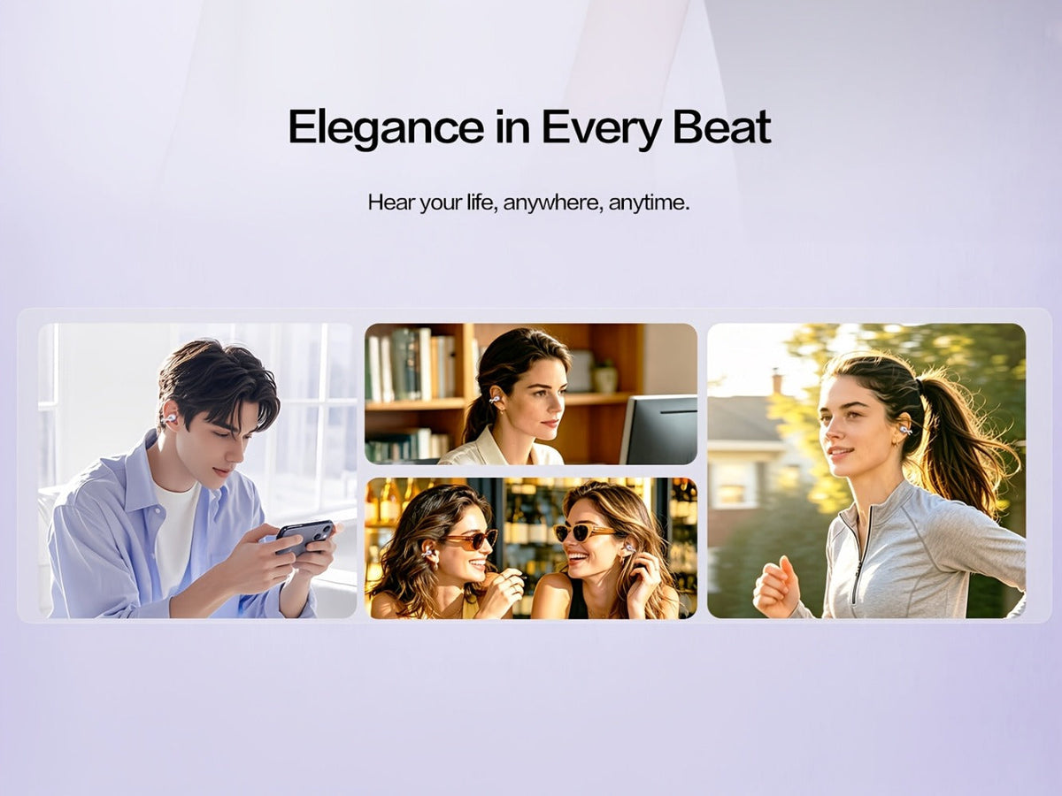 Butterfly Earring Wireless Earphones Open-Ear AI Translation HD Calls Touch Control Charging Case Non-In-Ear Jewelry Design Gaming Couple Headphones for iPhone Android Christmas Birthday Gift