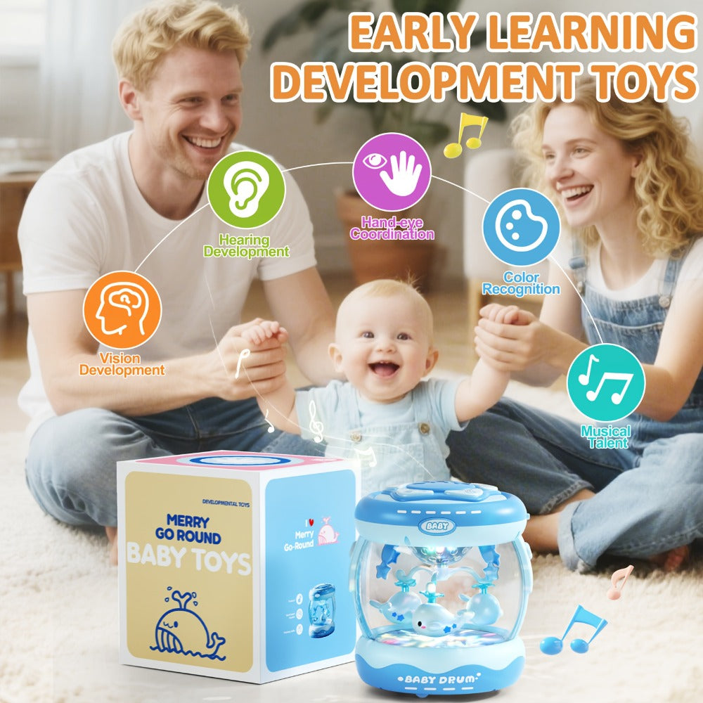 Baby Rotating Projector Music Toy 3 Months+ – Interactive Animal Sounds & Lights, Multi-Functional Sensory Learning Toy for Infants, Party Music & Motor Skills Development Gift for Boys & Girls