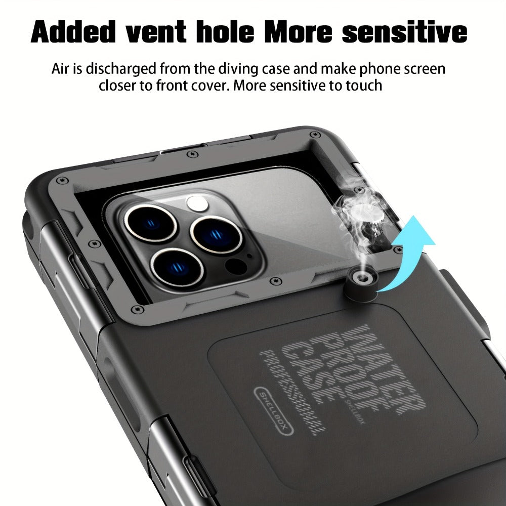Scuba Diving Phone Case 33ft IP68 Waterproof for iPhone 16 15 14 13 12 11 Pro Max XR XS Samsung S24 S23 S22 – Underwater Photo Video Snorkeling Universal Dive Cover
