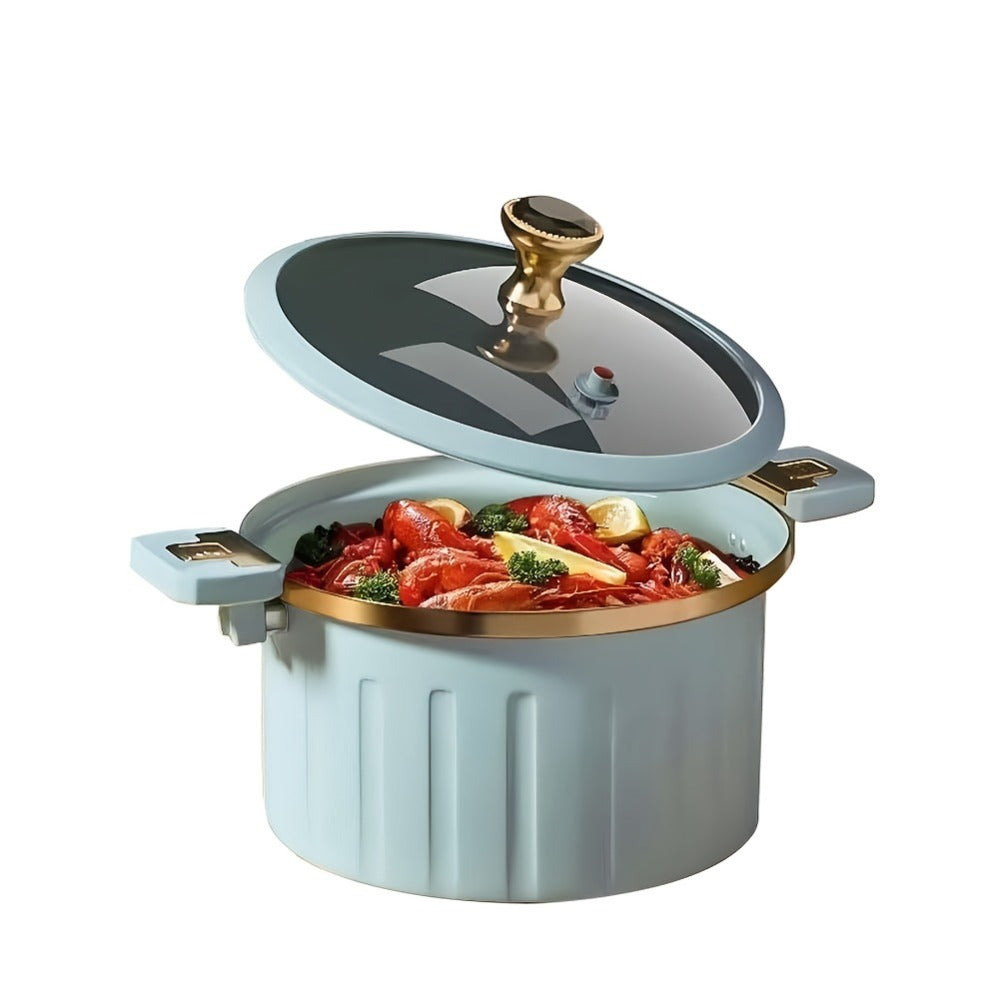Cast Iron Enamel Dutch Oven 2.64 Gallon with Lock Cover – Non-Stick Heavy-Duty Saucepan Leak-Proof Cooker | Strong Legs Round Handle | Elegant Blue & White Enameled Cast Iron Pot for Home Kitchen