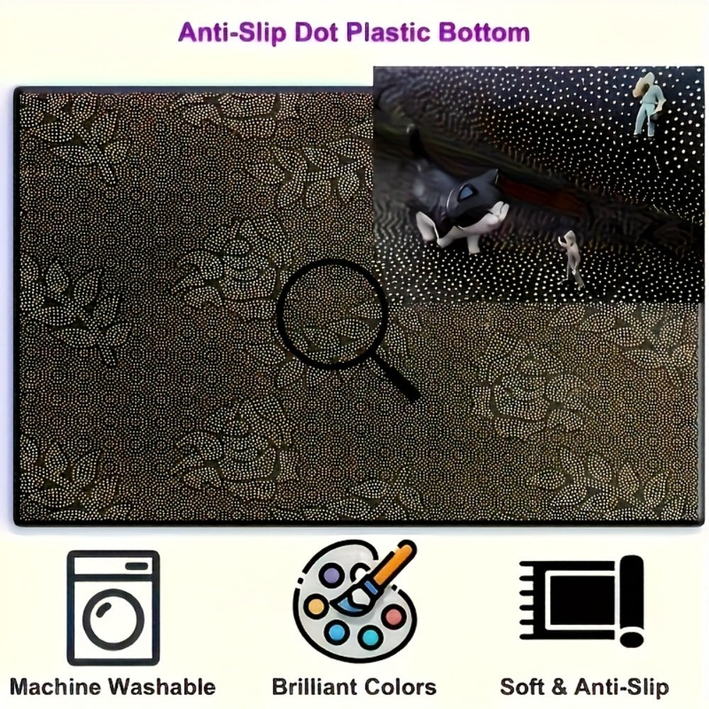 Bohemian Persian Velvet Area Rug Non-Slip Machine Washable – Vintage Floral Paisley Pattern 1000g/m² 100% Polyester Carpet for Living Room & Bedroom – 6 Sizes, High-Traffic Durable