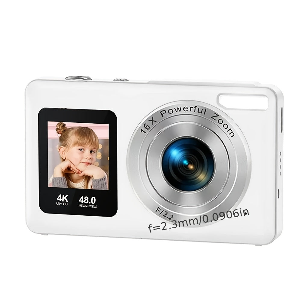 4K Dual Screen Digital Camera 18X Zoom Vlogging Camera with Anti-Shake 64GB Card & 2 Batteries – Selfie Point and Shoot Camera Gift for Friends Family