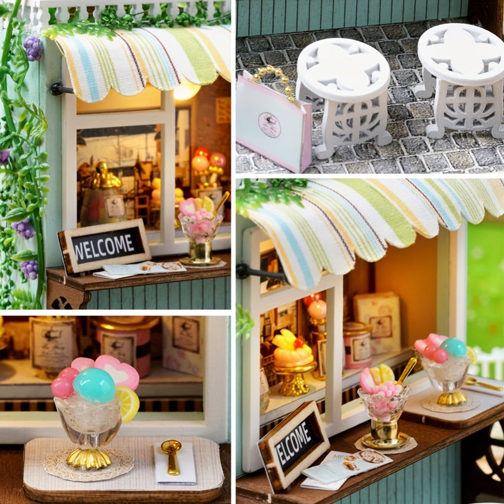 DIY Wooden Miniature House Kit with Dust Cover in Three Themes