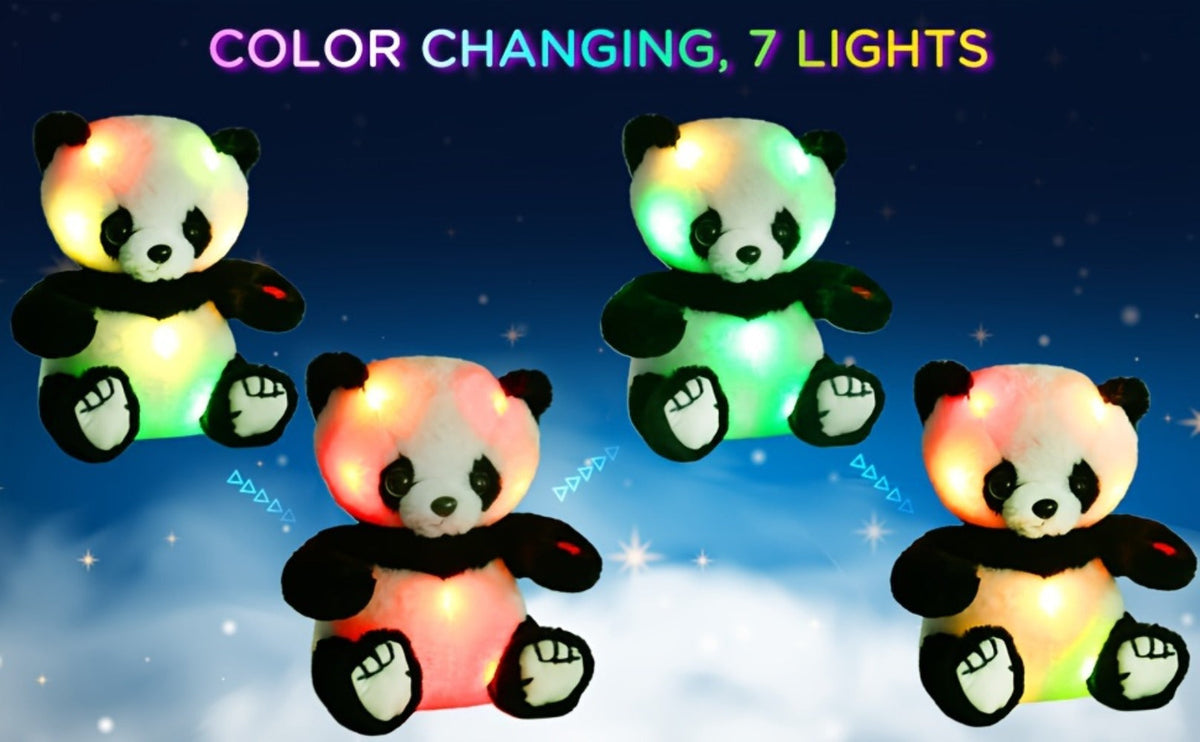 Light Up Panda Plush Toy with LED Glow, 7 and 10 Inch Options