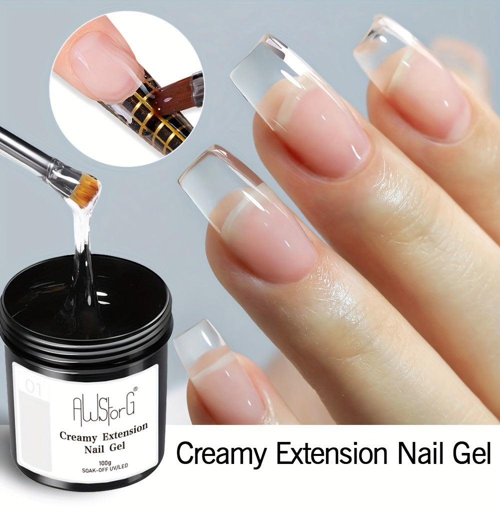 Nail Extension Gel Kit 3pcs 100g Clear Creamy Building Gel Hard Construction Gel for Nail Strengthening Lengthening and Manicure UV LED Nail Builder Gel Set Salon and Home Use
