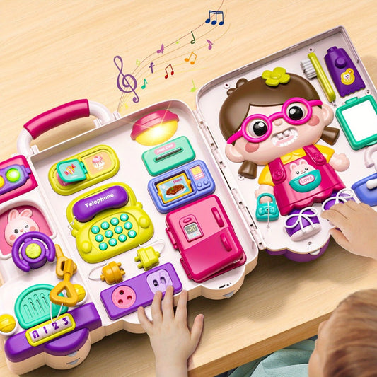 Musical Busy Board Bus Toy in Pink with Buttons and Sound Activities