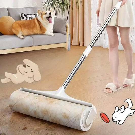 Pet Hair Removal Mop Set with Extendable Handle and 3 Cleaning Rolls