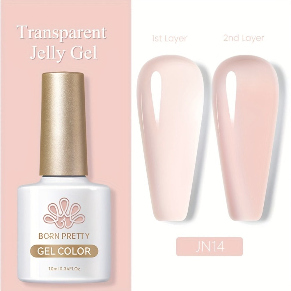 Nude Jelly Gel Nail Polish 10ml Skin Tone Transparent Finish – Semi-Permanent Soak-Off UV LED 30-Day Wear, Jade Nail Art Minimalist Natural Look for Women, Shades JN05 JN68 JN75 JN76