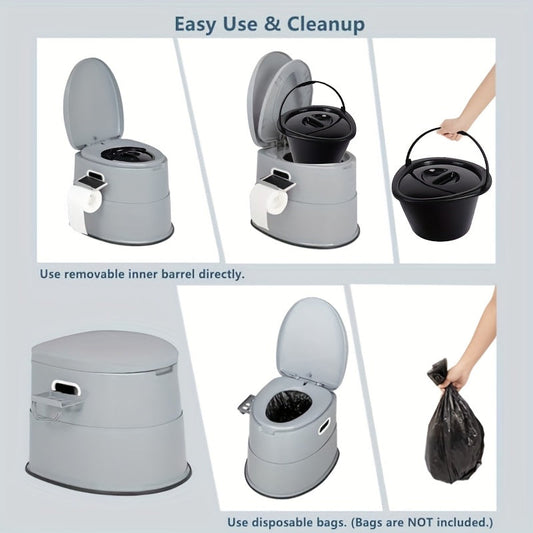 Portable Toilet for Adults with Detachable Inner Bucket and Removable Paper Holder