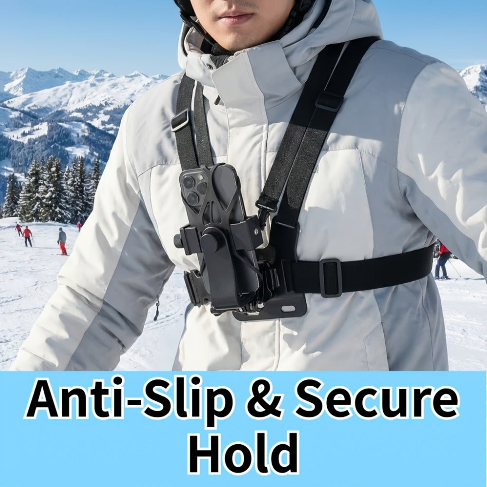Chest Mount Harness for GoPro Hero 13 12 11 10 9 8 – Adjustable POV Chest Strap for Insta360 X4 X3 DJI Osmo Action 4 3 iPhone Samsung Phone – Hands-Free Camera Holder for Bike Kayak Fishing Hiking Vlog