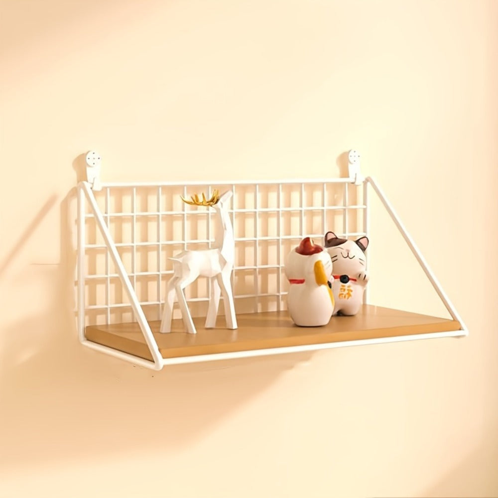 Metal Floating Wall Shelf – No Drill Wall Mounted Storage Rack for Bathroom, Living Room & Bedroom, Minimalist Iron Wall Organizer Shelf Decor