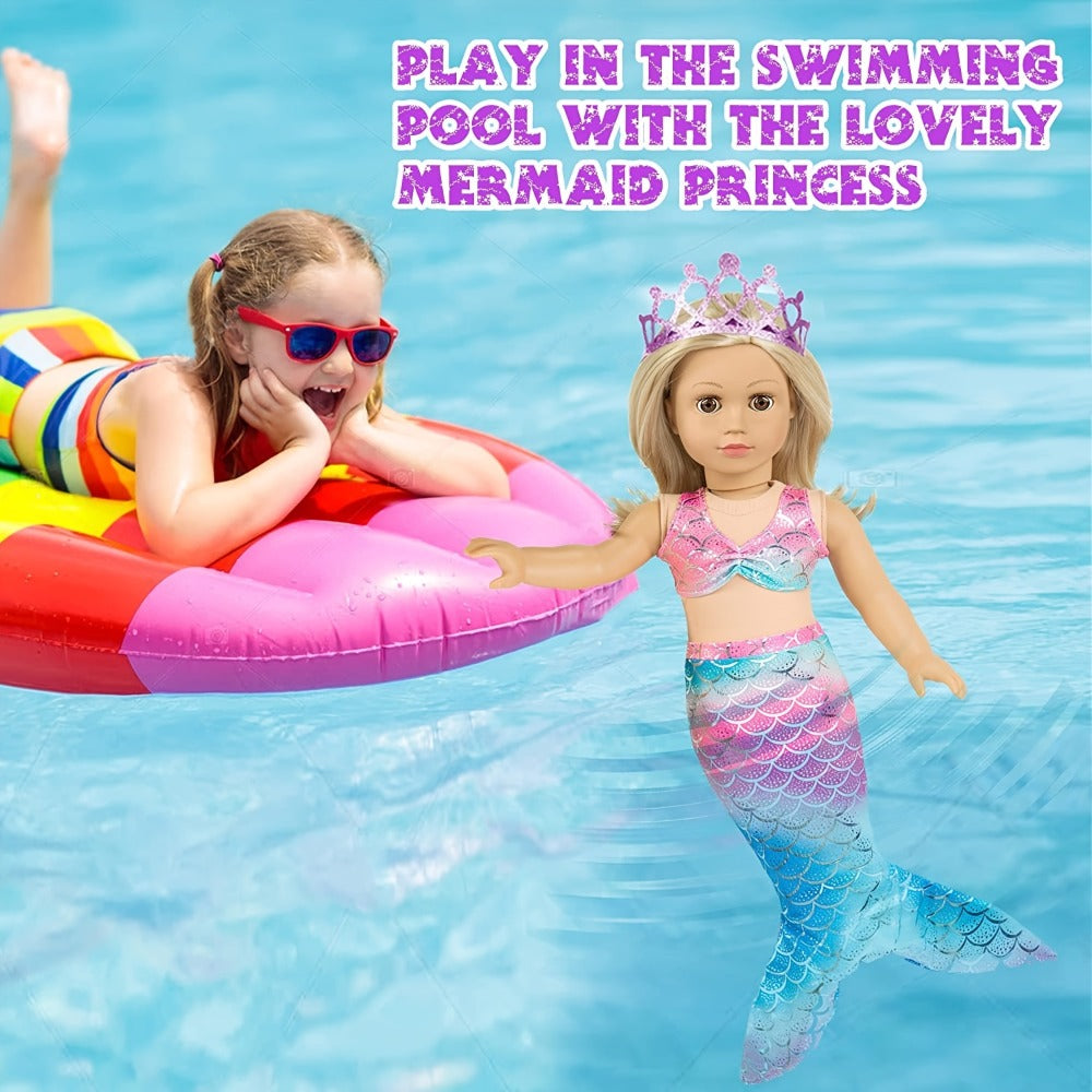 18-Inch Doll Mermaid Travel Accessory Set with Outfit and Luggage