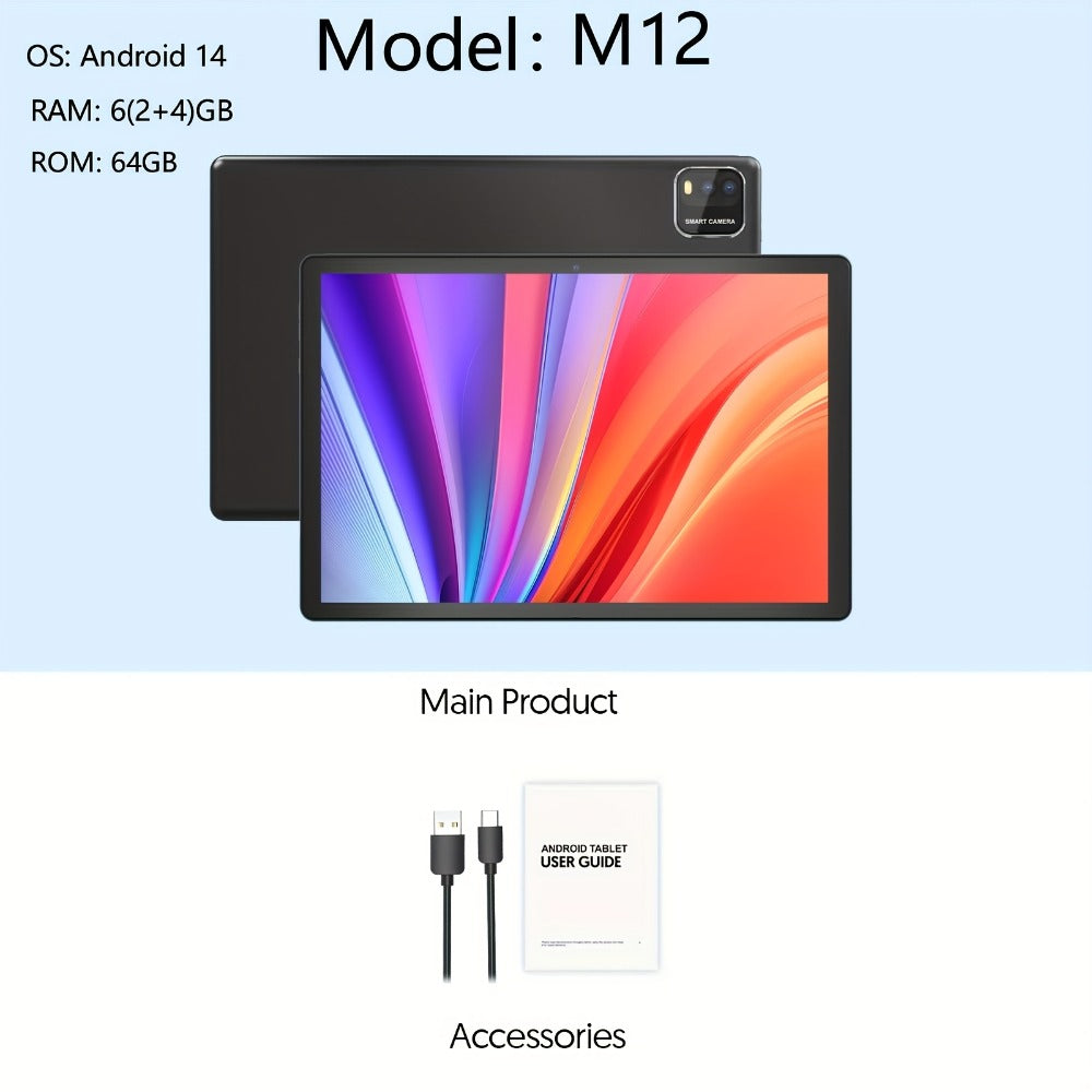 10 Inch 2-in-1 Android Tablet with Keyboard, 64GB ROM 6000mAh Battery, Quad-Core WiFi Tablet with Optional Keyboard Case Mouse & Stylus, 2MP+8MP Dual Camera, 1TB Expandable Storage