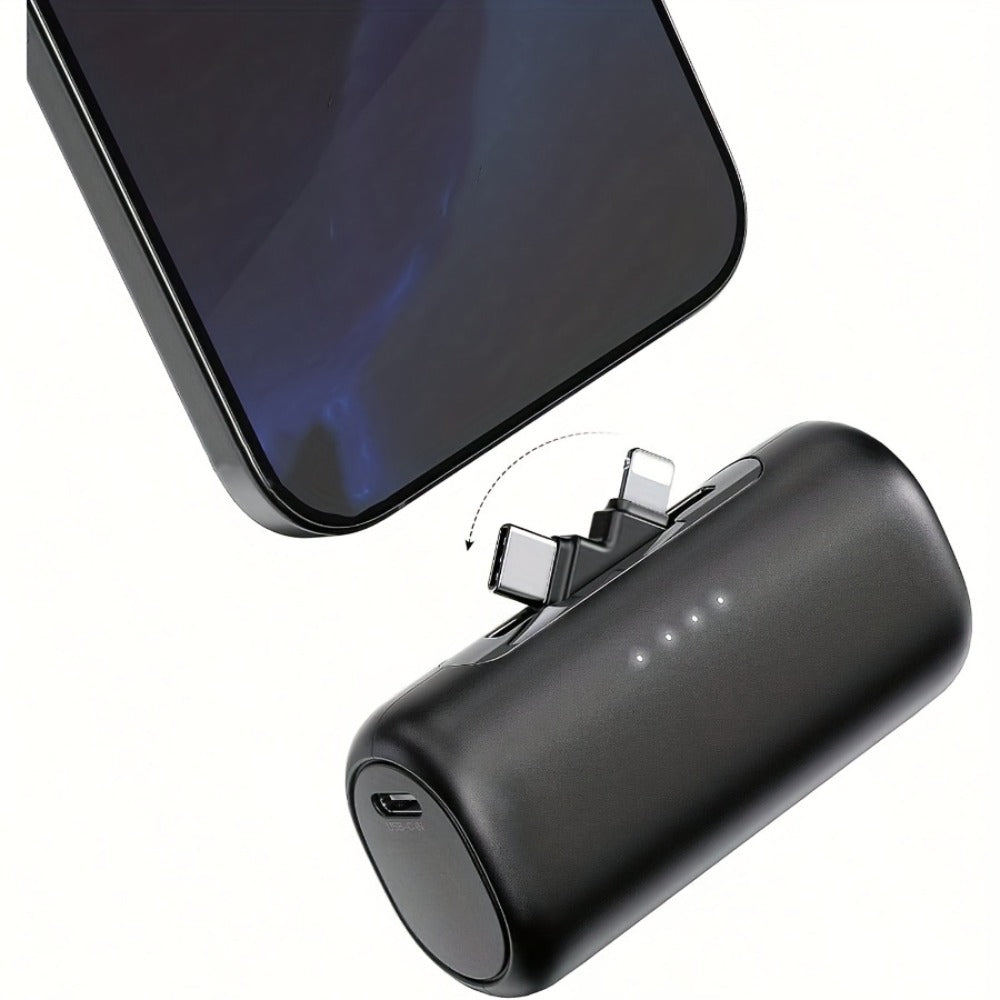 5000mAh Portable Charger with Built-In 2-in-1 Lightning & USB-C Connector - Slim Mini Power Bank 18.5W Fast Charging Compatible with iPhone 17 16 15 14 13 12 11 Samsung Android