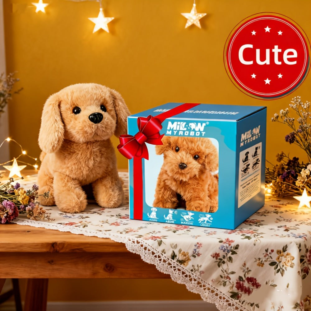 Electric Robot Dog Toy That Walks, Barks & Wags Tail – Realistic Cute Pet Toy for Kids, Birthday & Holiday Gift for Boys & Girls, Brown / White / Teddy