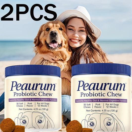 Dog Probiotic Softgels, Pork Flavor, 60 Count per 120 g Pack, 1-Pack & 2-Pack Options