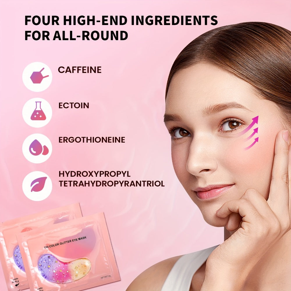 Collagen Under Eye Patches 12 Pairs Glitter Gold Gel Pads - Dark Circles Puffiness Anti-Wrinkle Moisturizing Hyaluronic Acid Eye Mask for Women All Skin Types Skincare Gift