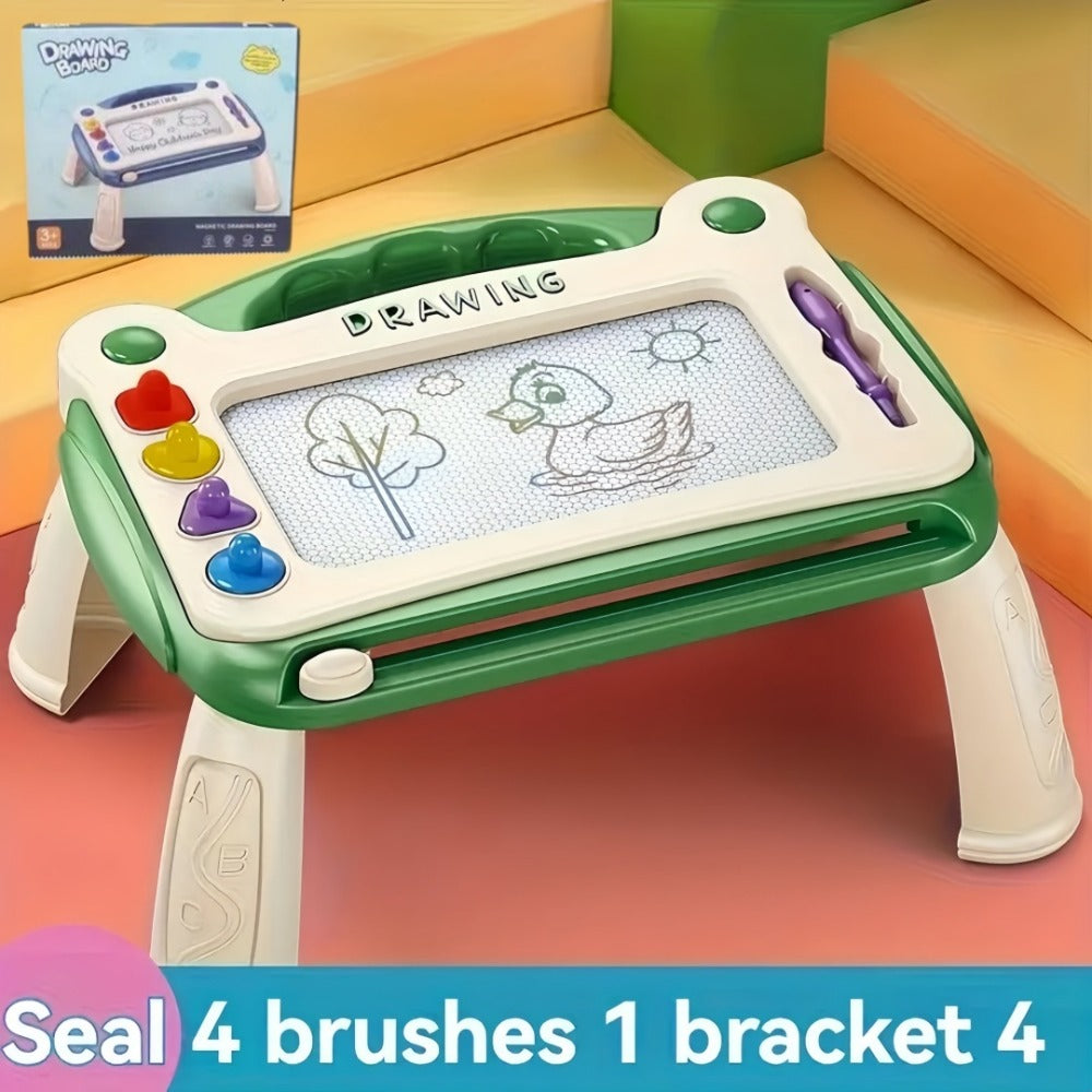 Kids Drawing Board Toy 3-in-1 with Stamps Brush Stand – Magnetic Doodle Art Set for Toddlers Boys Girls Ages 3+ Birthday Easter Christmas Gift STEM Creative Play