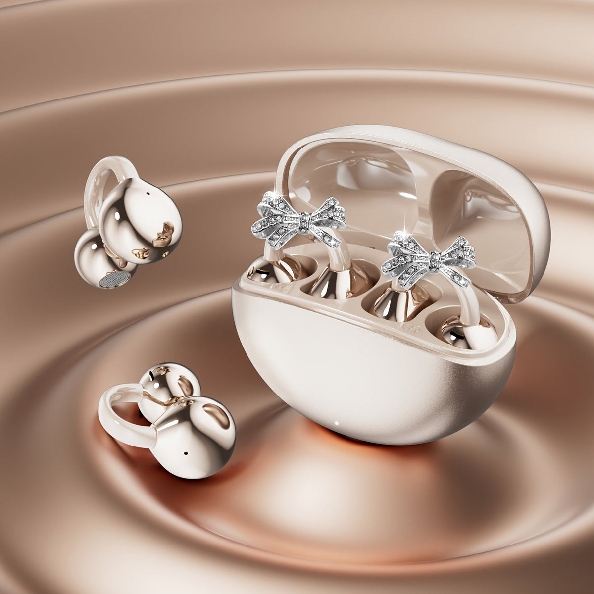 Butterfly Earring Wireless Earphones Open-Ear AI Translation HD Calls Touch Control Charging Case Non-In-Ear Jewelry Design Gaming Couple Headphones for iPhone Android Christmas Birthday Gift