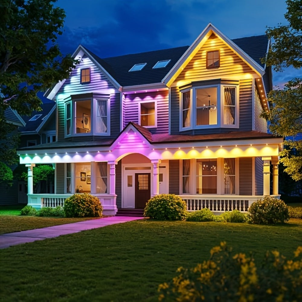 Permanent Outdoor Lights IP67 Waterproof – RGB LED Eaves Light, App & Remote Control, Color Changing for Halloween, Christmas, Holiday, Party & Daily Roof Lighting (20/30/50/100/200/300/500 FT)
