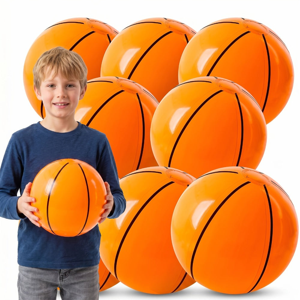 Inflatable Basketball Beach Balls, 8-Pack of 12-Inch Party and Pool Favors