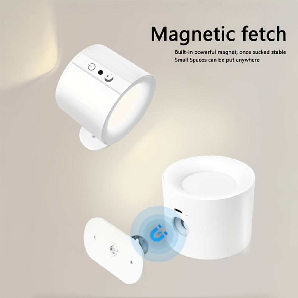 Rechargeable Magnetic LED Wall Sconce 360° Rotatable – Touch & Remote Control 3 Color Temps Dimmable USB-C Wireless Wall Light for Bedroom Hallway Stairs Reading – 2 Pack Black/White