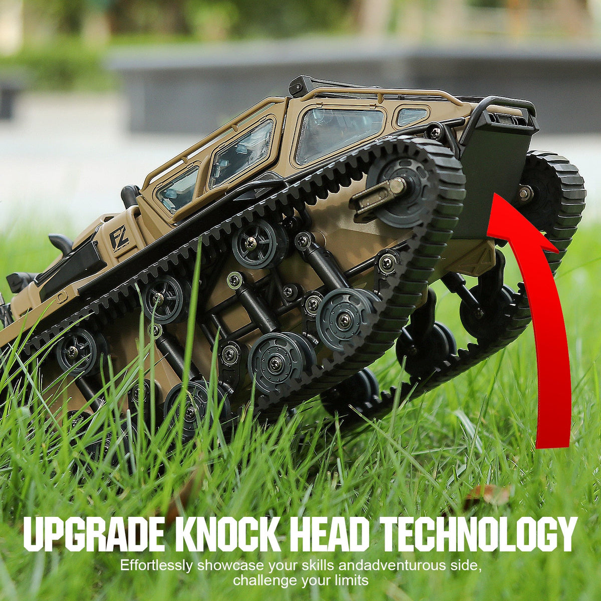 Full-Proportional RC Tracked Tank with LED Lights, Alloy Body Military Vehicle, Grey or Brown