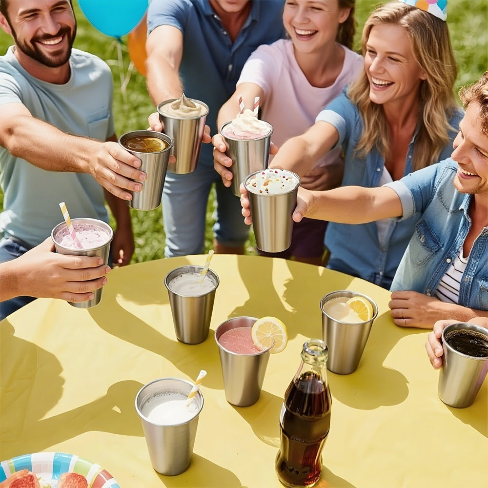 Stainless Steel Pint Glasses 12 Pack 16oz – Unbreakable Metal Drinking Cups, Commercial Grade Stackable Barware, Dishwasher Safe Rustproof Beer Cocktail Glasses for Bar Restaurant Outdoor Camping Party