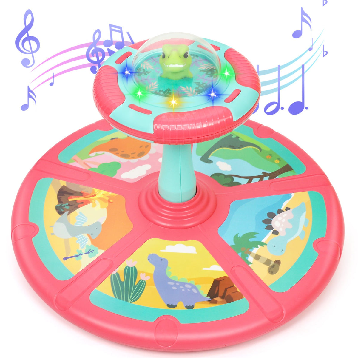 Dinosaur Spin Seat Toy for Toddlers 18 Months+ – 360° Sit and Spin with Music, Indoor Interactive Sensory Balance Toy, Supports Up to 110 lbs, Birthday Christmas Gift for Boys & Girls