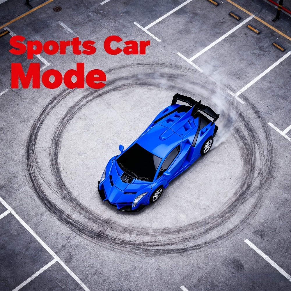 Transforming RC Robot Car, 1:18 Scale with LED Lights and 360° Drift