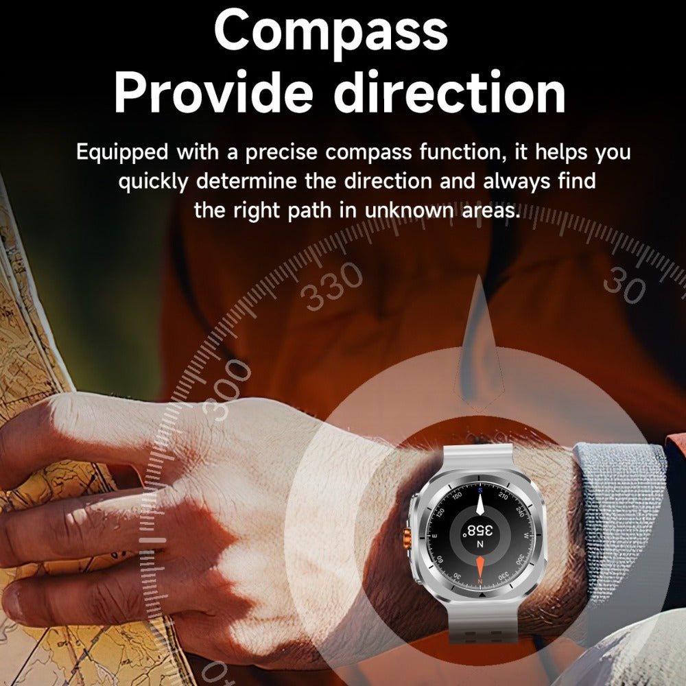 SIM Card Smartwatch Voice Assistant 100 Sport Modes – Big Screen Wireless Calling Fitness Tracker Wireless Charger 2 Straps Customizable Watch Faces Orange Black White Blue Gift