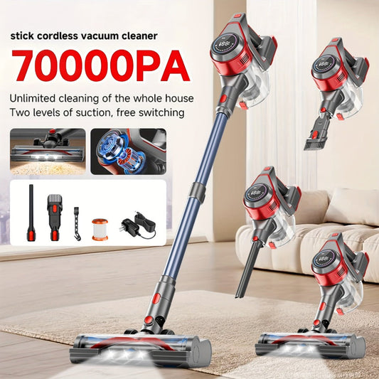 Stick Vacuum Cleaner 70Kpa MAX Suction Cordless & Corded 8-in-1 Handheld Vacuum for Hard Floors, Carpets & Pet Hair - Lightweight with Detachable Battery, LED Display, Up to 45 Min Runtime, Multiple Colors