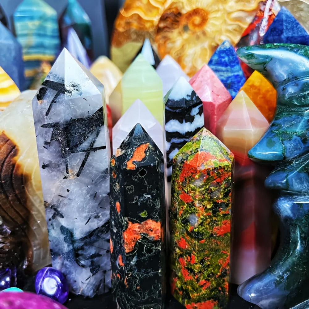 Crystal Gemstone Box Set 1LB – Bohemian Natural Raw Healing Stones Assorted Shapes Colorful Lucky Crystals Gift Set for Women