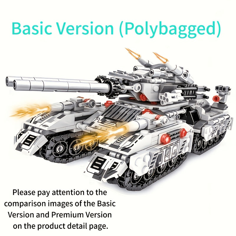 8-in-1 Snow Tank Building Block Set, 1628 Pieces, 9 Military Models