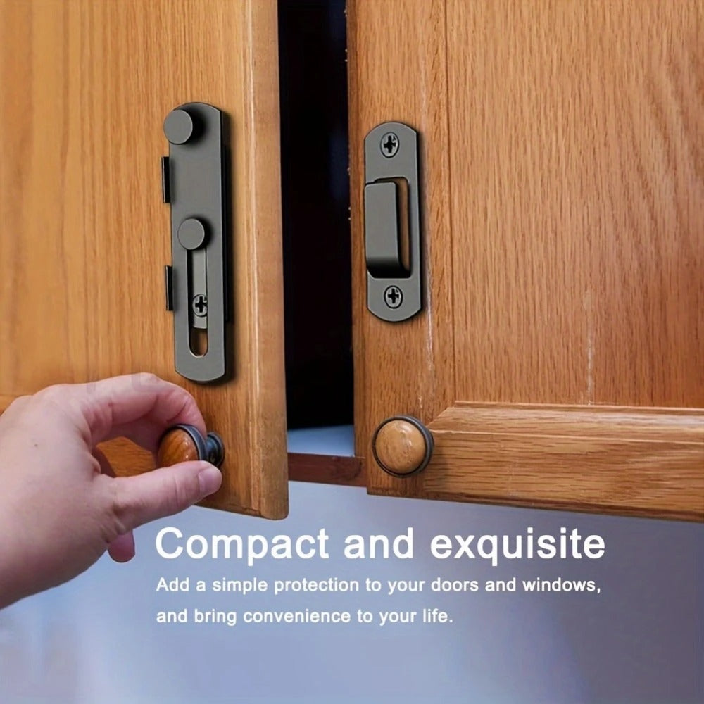 Stainless Steel Door Bolt Lock 180° Flip Latch – Set of 4 Heavy Duty Security Locks with 2 Keys for Garage Stable Bathroom Outdoor Gate Shed Fence Home Door